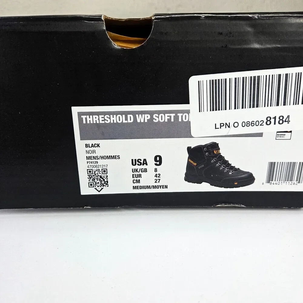CAT Caterpillar Waterproof Black Leather Work Hiking Boots P74129 Men's Sz 9